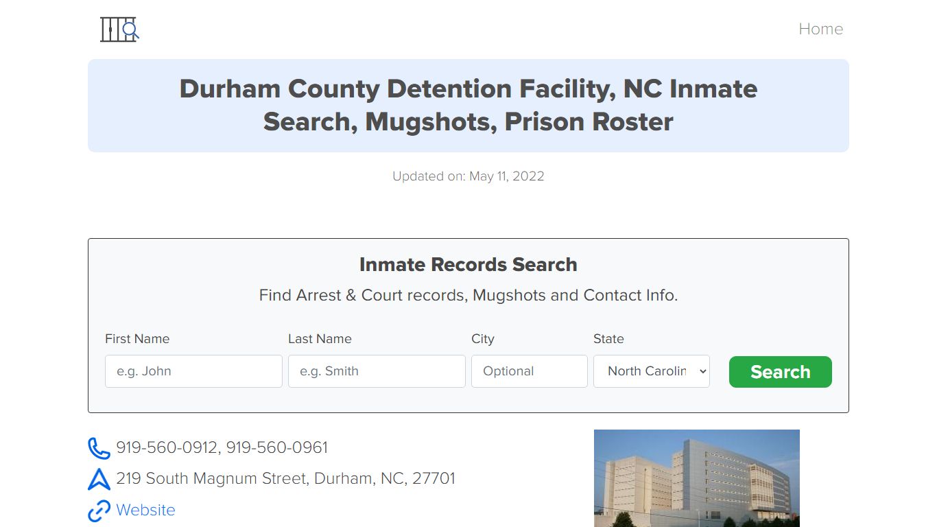 Durham County Detention Facility, NC Inmate Search ...