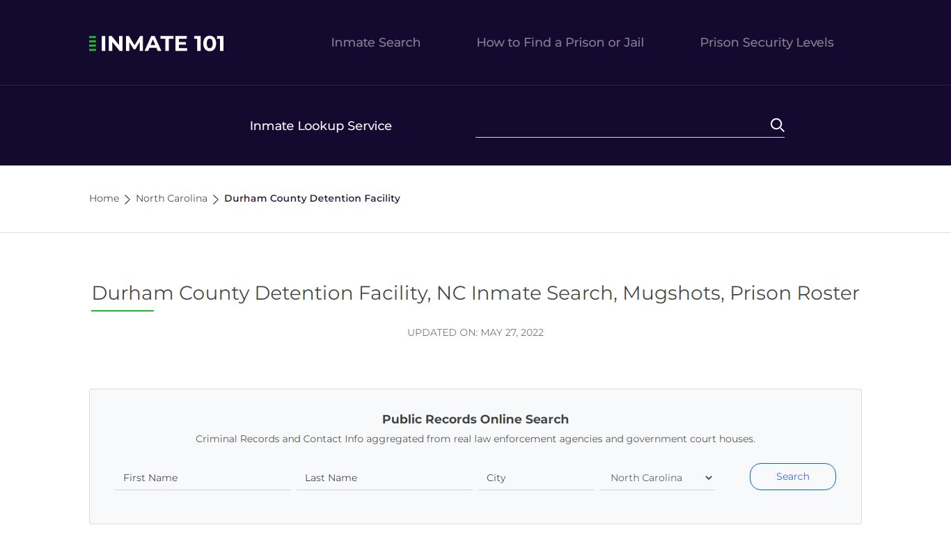 Durham County Detention Facility, NC Inmate Search ...